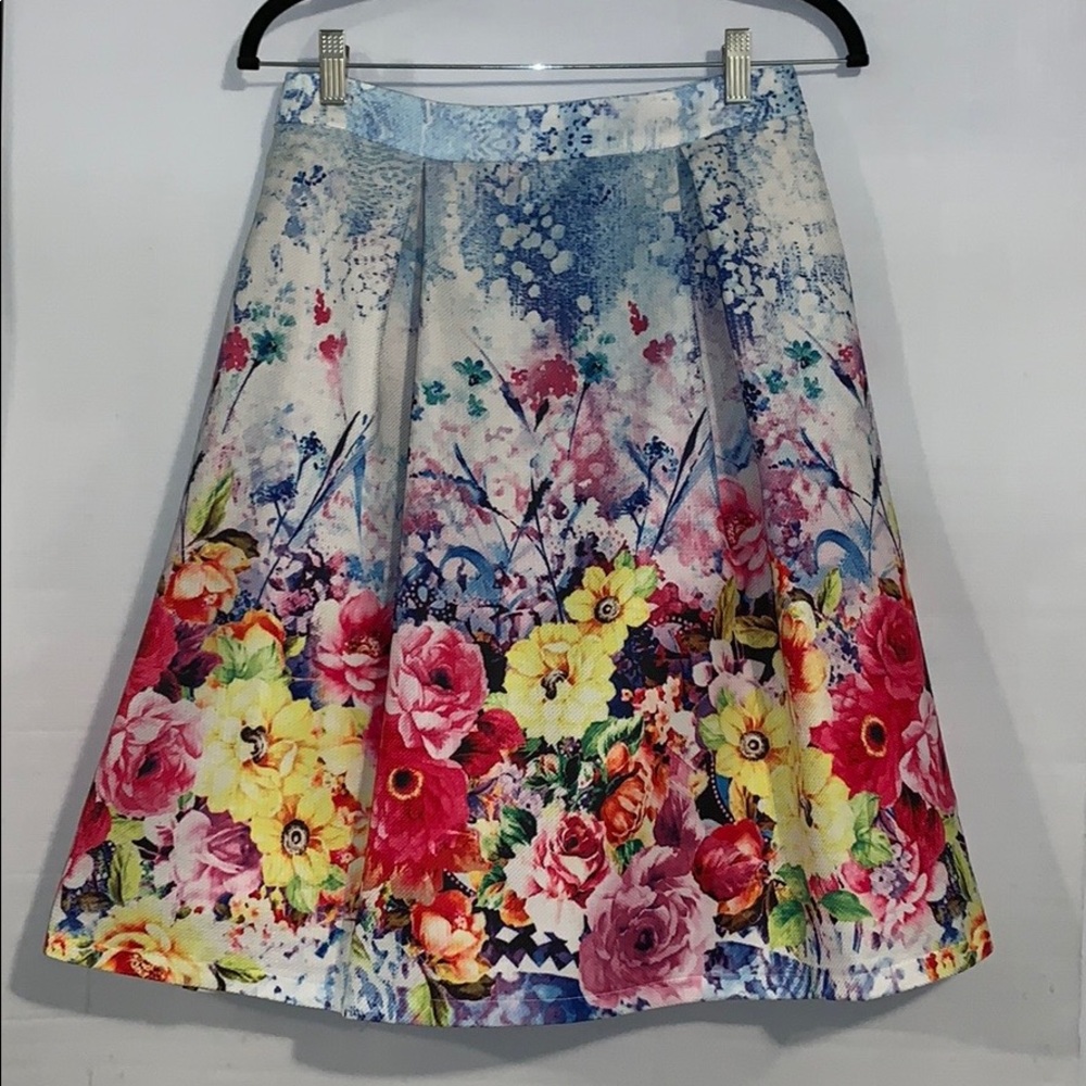 Floral midi tea skirt